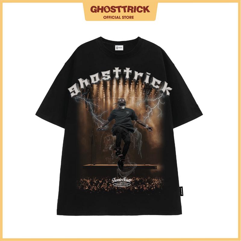 Áo thun local brand unisex GHOST TRICK I CAN FLY / TRAVIS SCOTT tay lỡ màu đen - Hàng chính hãng Menswear Nam Cổ Tròn