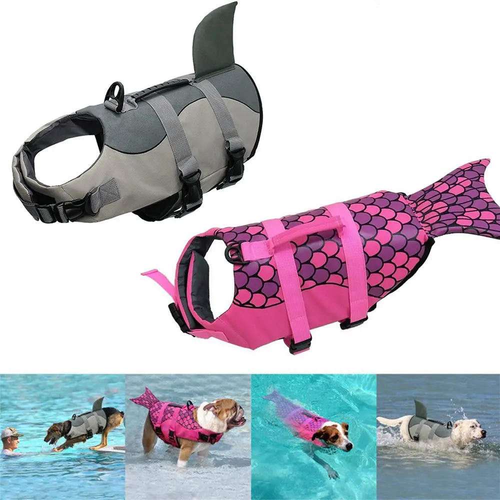 Fashion Swimsuit Harness Vest Mermaid Shark Puppy Surf Saver Coat Pet Safety Clothes Dog Life Jacket