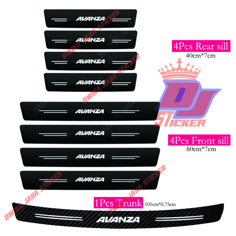 9pcs stiker serat karbon mobil toyota avanza terbaru 2