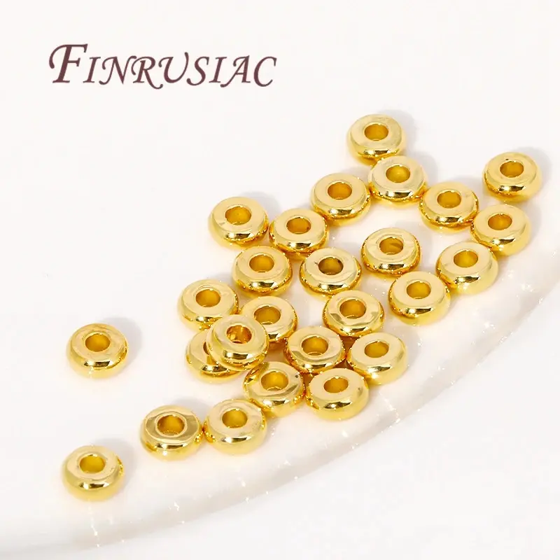 4/5mm smooth metal separators beads 18K gold plated round flat spacer beads supplies for jewelry, DIY bracelets/necklace fittings