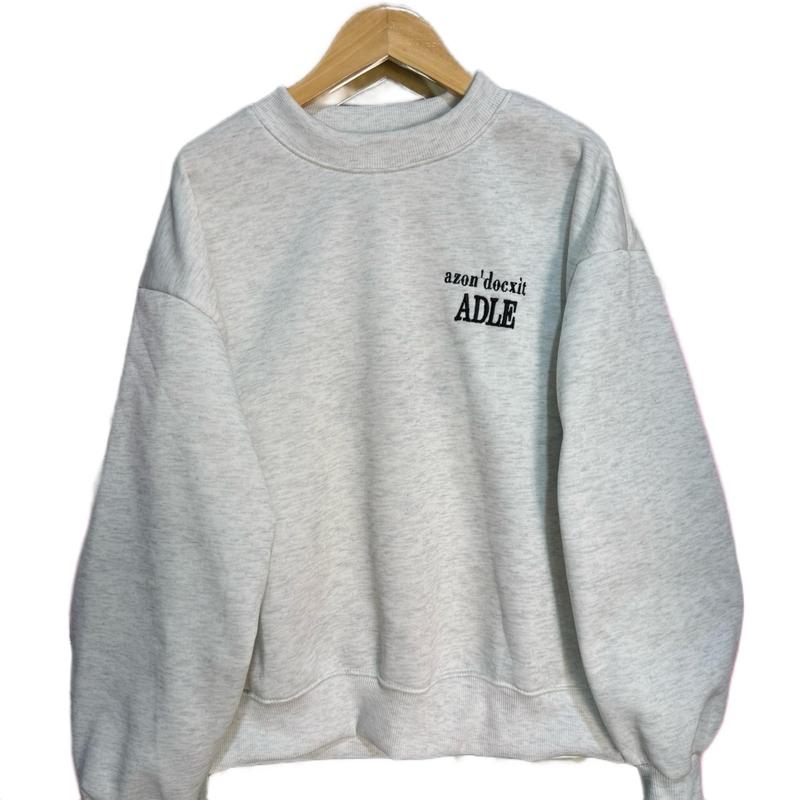 (MỞ BÁN GIÁ HỜI)ÁO SWEATER NỮ FORM RỘNG THÊU CHỮ ADLE MÀU XÁM MẪU MỚI 2025 Top Nỉ Ép Hàn