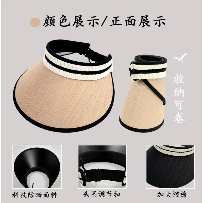 Mũ Chống Nắng, Thời Trang Mùa Hè, Dễ Phối Đồ, Sành Điệu, Hở Đầu, Chống Nắng, Thường Ngày, Cầm Tay Và Có Thể Gập Lại Vành Lớn, Che Mặt, Dành Cho Nữ 7