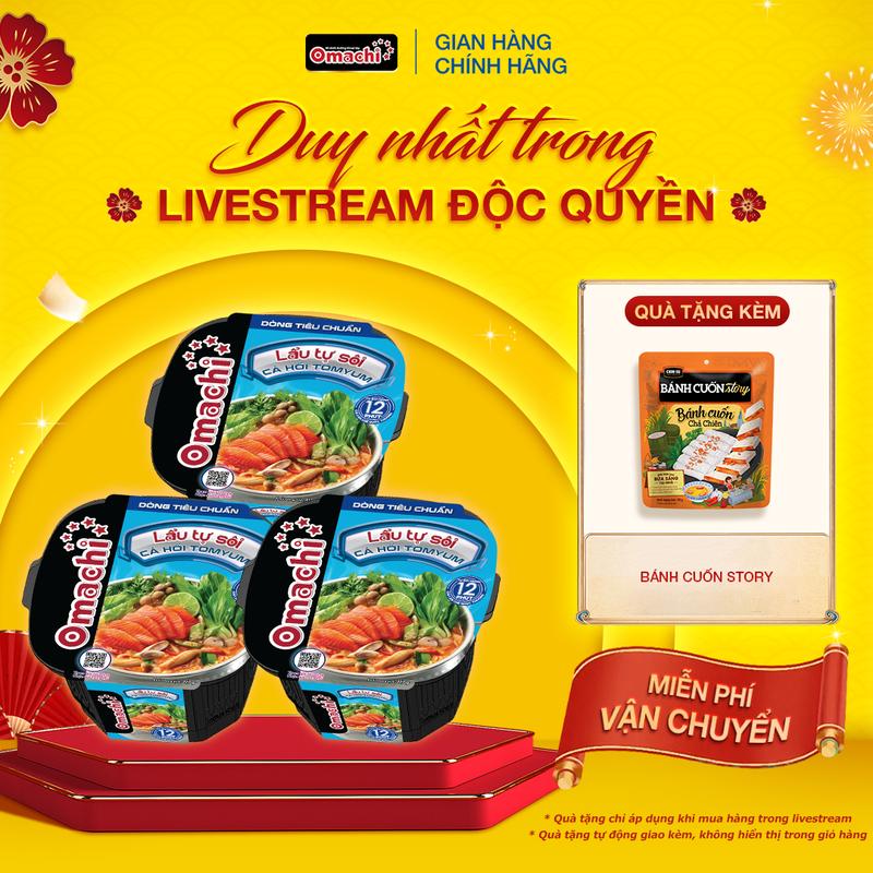 Combo 3 Mì Omachi lẩu tự sôi cá hồi tomyum 119gr