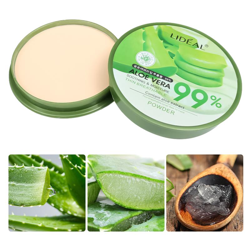 Product Introduction of 99% Aloe Vera Face Powder Smoothing Pressed Powder Waterproof  Moisturizing  Concealer Brighten Foundation Face Makeup Cosmetic Moisturizer Moisture 3