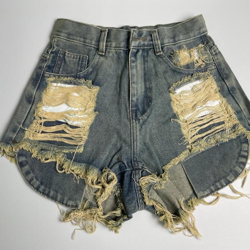 Quần đùi jean nữ lai tua rua, quần đùi bò nữ rách wash màu cá tính dễ thương