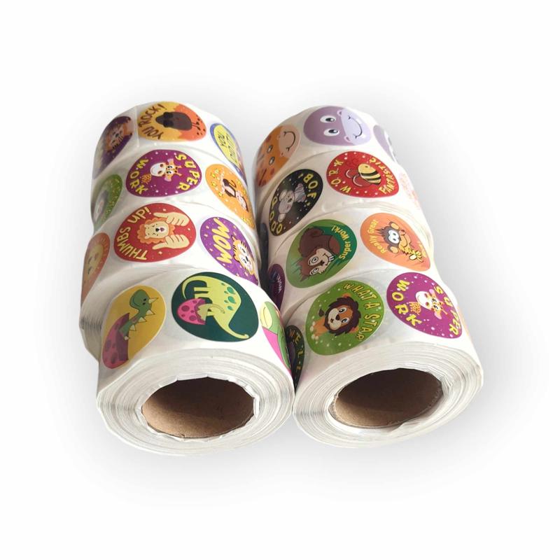 Sticker nhãn dán tròn khen thưởng TRAZ Học sinh tiểu học nhãn dán đầy cảm hứng nhãn dán động vật dễ thương 5