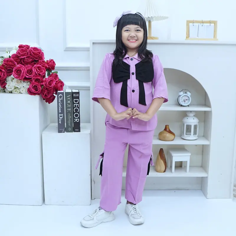 YA018 Baju anak perempuan usia 4-12 tahun setelan kupu kupu celana kargo Fashion 1