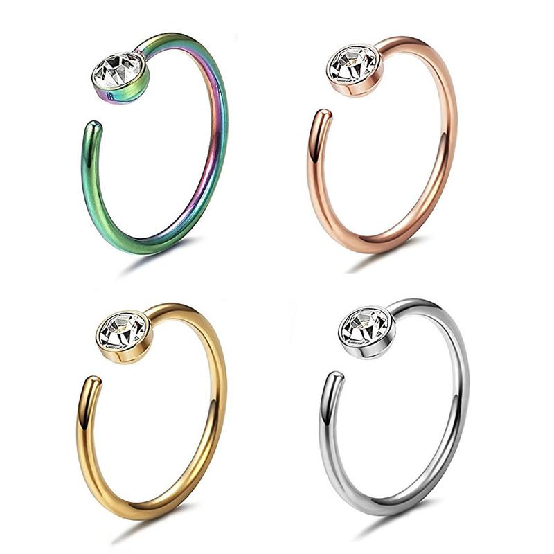 [MYY] Nose Ring Stylish Skin-friendly Multi Colors Non Piercing Nose Hoop for Party 1