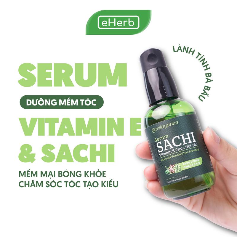Serum Dưỡng Tóc Sachi Vitamin E MILAGANICS - Dầu Dưỡng Đuôi Tóc Hỗ Trợ Phục Hồi Tóc Chắc Khoẻ Mềm Mại Lành Tính - Chăm Sóc Tóc Uốn Nhuộm Khô Xơ Thơm Lâu Vào Nếp - Serum Bảo Vệ Tóc Trước Nhiệt Hair Care - Serum Tóc Argan Salon Nữ Women EHERB
