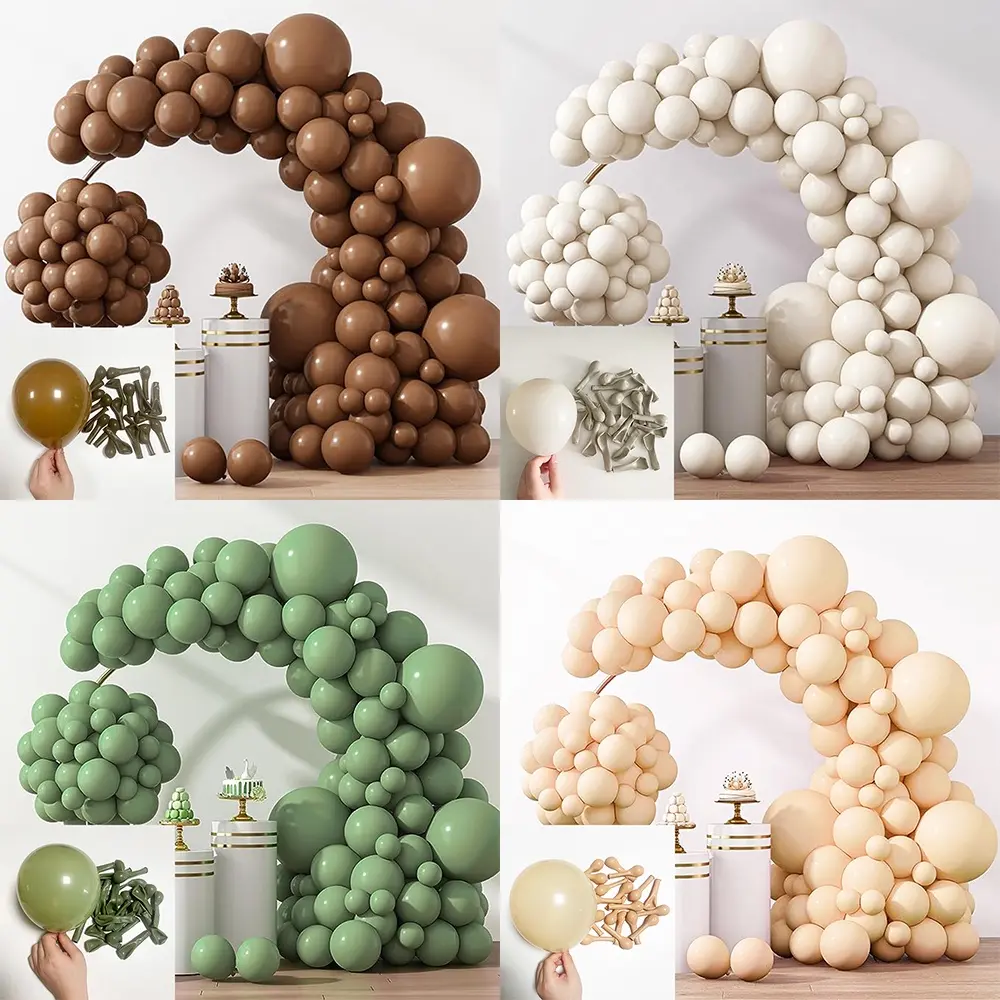 50pcs 5/10/18inch Retro Brown Balloon Sand White Sage Green Skin Ballon Baby Shower Birthday Party Decoration Wedding Decor Globos Light