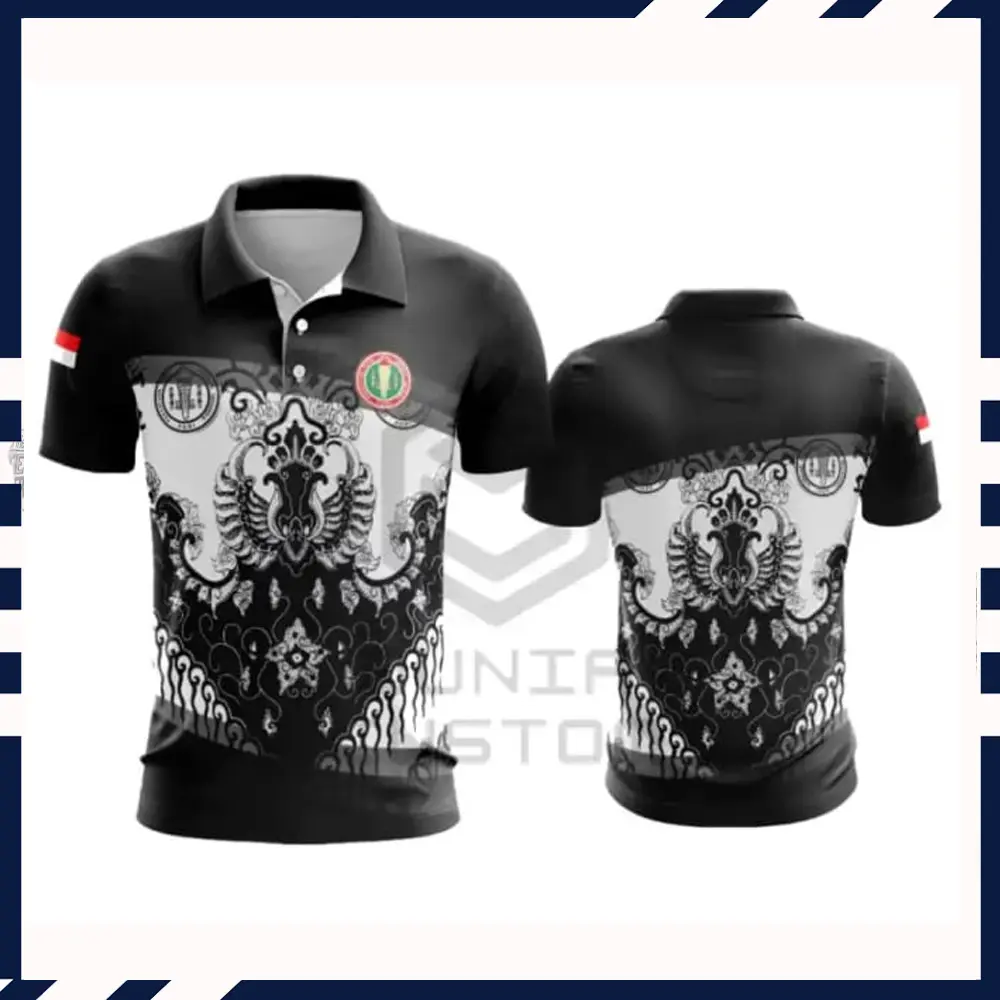 Baju Berkerah Tangan Pendek Pria PGRI Motif Batik Fullprinting Terbaru Polo Kaos