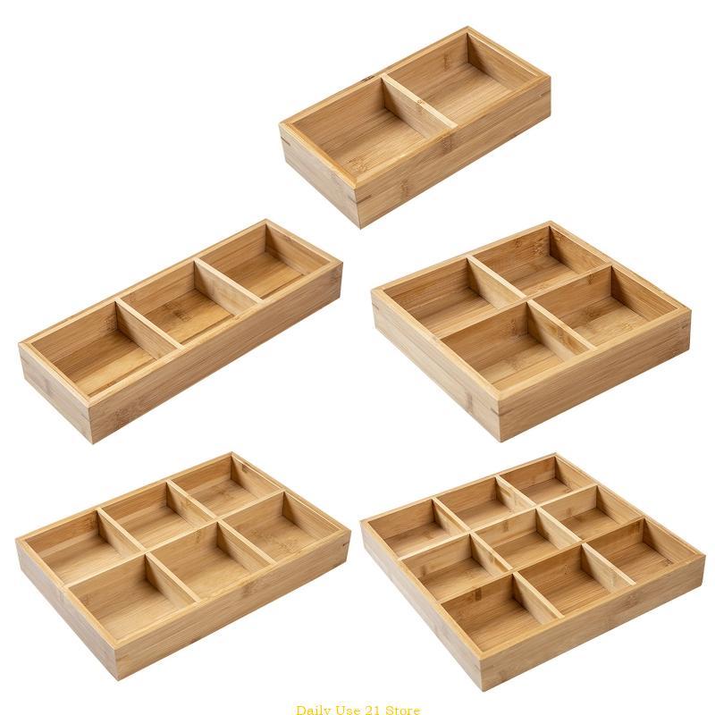Product Introduction of Rustic Wooden Divided Plates Storage Boxes Dried Fruit Container 4/6/9 Grids Nut Candy Bamboo Tray 1
