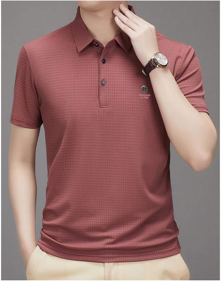 Product Introduction of Men's Polo Shirt, New Collection, Wrinkle-Free Ice Silk Material, Summer Business Collar, High Elastic, Breathable, Premium Ice Feel T-Shirt 27