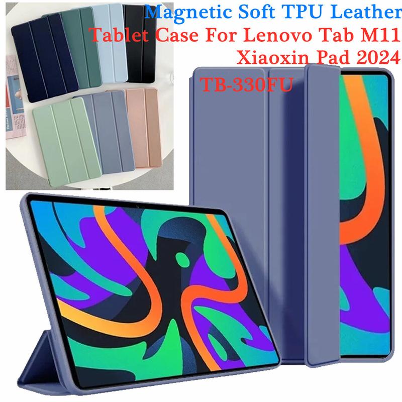 For Lenovo Xiaoxin Pad 2024 11'' Case TB-331FC TB-330FU Folding Stand Mag-netic Soft leather tablet case for Lenovo Tab M11 2024 11 inch Case 0