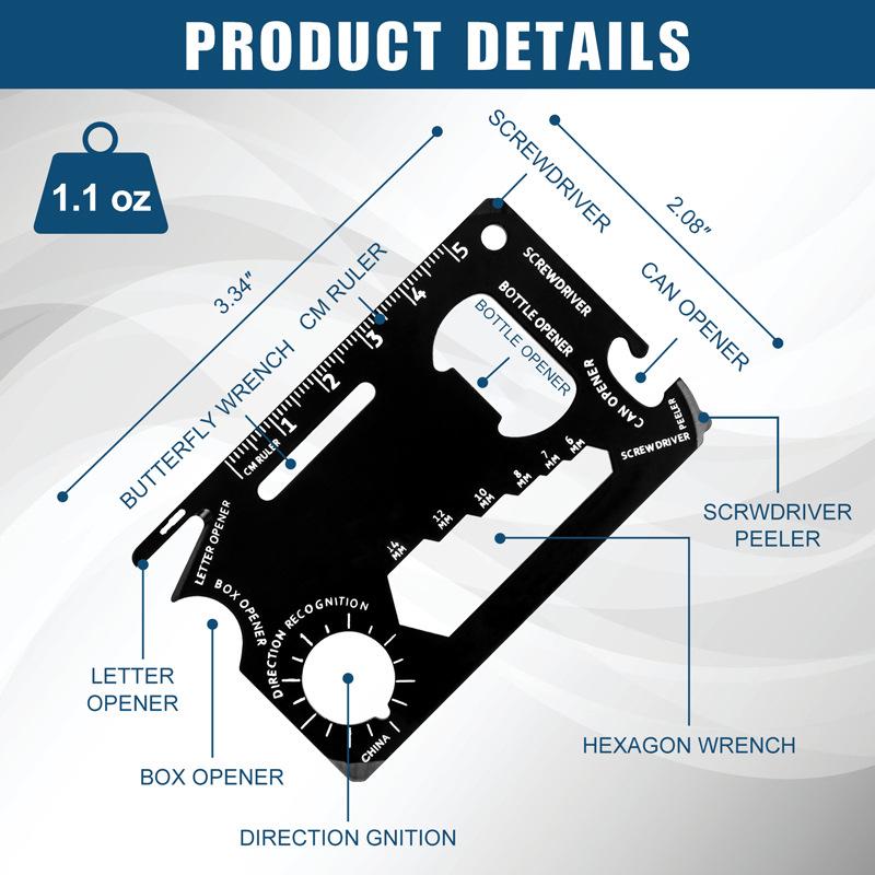 Product Introduction of Multi Tool 46 in 1 Credit Card Size Outdoor Camping Survival Accessories Multipurpose Gear Gadget Tools for Man Portable 28