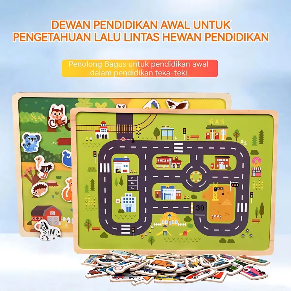 Mainan Edukasi Puzzle Magnet Kayu Hewan dan Transportasi / Magnetic Board Puzzle Educational Toys Animals