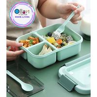 Gambar Lunchbox Set 3 Sekat Microwavable 1500 ml Anti Tumpah + Sendok - Bpa Free - OR 0224 - Yellow dari Ollahomeliving Kota Bogor 2 Tokopedia