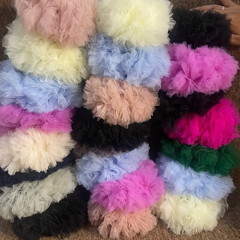 Cepolan viral anti pusing uk 20 bahan tile / scrunchie hijab bervolume kain toska cepol rambut Karet Kunciran tulle kream 2
