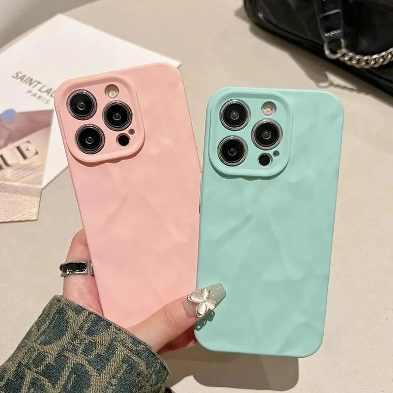 Luxury Soft Fold Pattern Phone Case For OPPO RENO5 5G RENO5PRO 5G RENO6 5G RENO6 PRO 5G RENO7 PRO 5G Candy Bumper Silicone Cover Accessories Protection