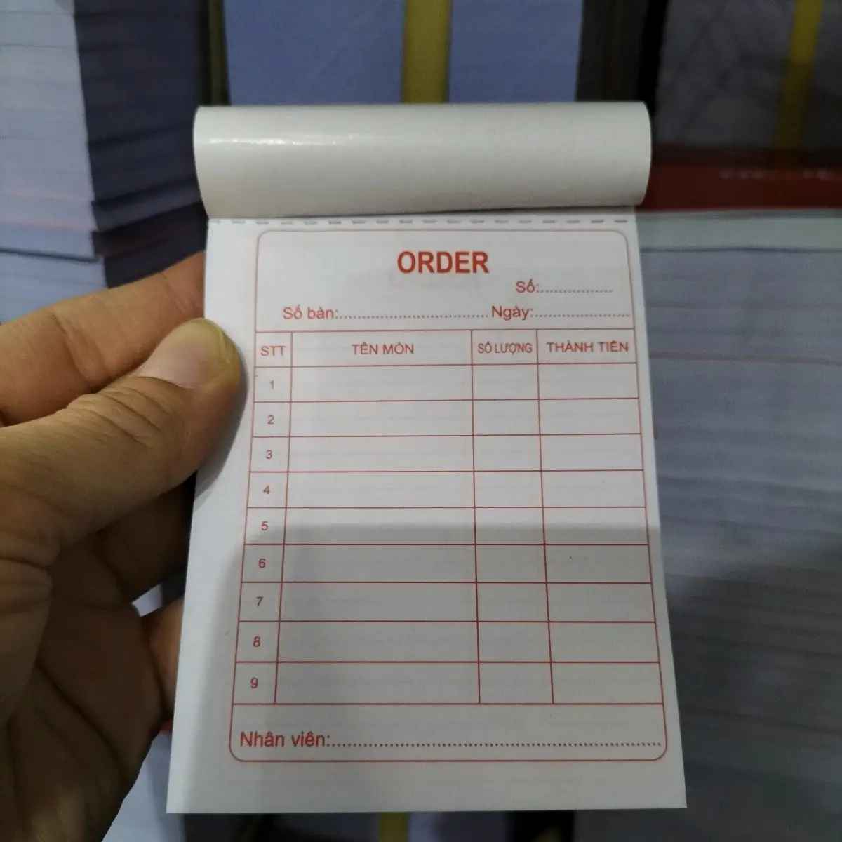 10 quyển phiếu order a7 100 tờ kt 7.5*10.5cm