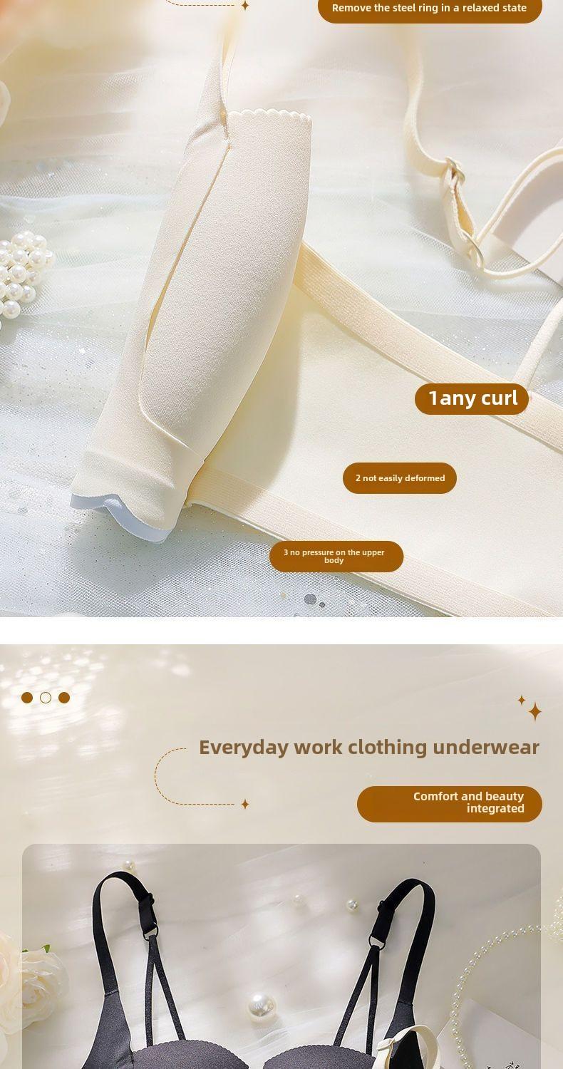 Product Introduction of Front Button Gathering Bra Small Breast Size Exaggerating Bra Push up and Anti-Sagging Sexy Seamless Beautiful Back Underwired Bra Thick Cup Underwear for Women 15