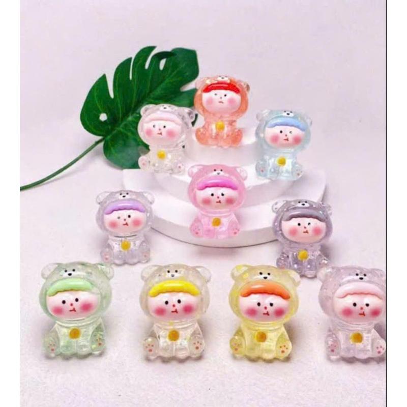 Túi mù gấu cún kim tuyến siêu to bự phát sáng, charm kim tuyến size to cho bé sưu ϯầṃ 1