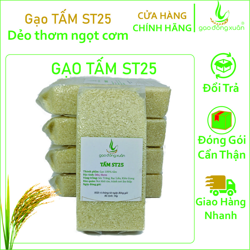 1Kg gạo tấm ST25 nấu cơm tấm, nấu cháo ngon, túi hút chân không - Dẻo, thơm, cho cơm tấm dẻo ngon