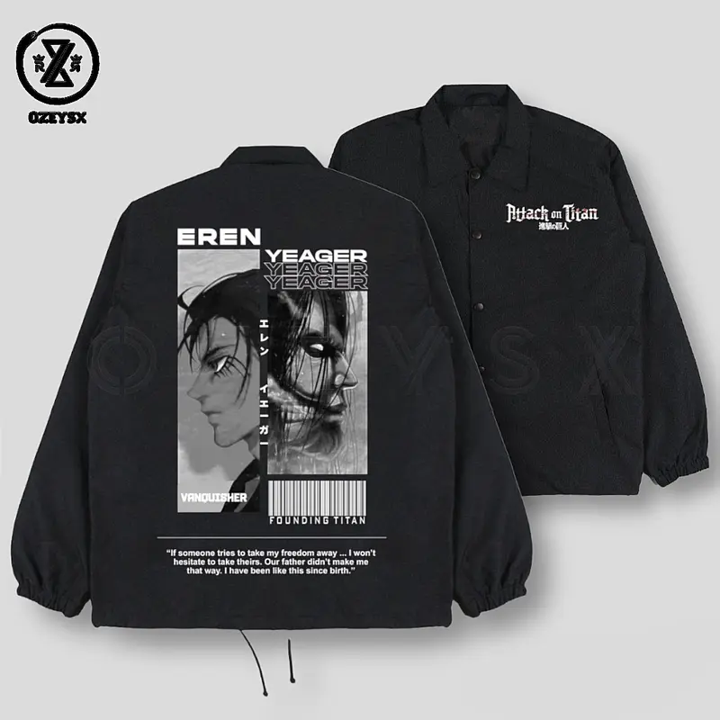 Jaket Coach Anime Eren Yeager Attack On Titan Dewasa Pria Wanita / Coach Jacket anime Attack On Titan Unisex Waterproof / Jaket Parasut anime kekinian model Eren Yeager / Jaket Windbreaker anime Attack On Titan Premium 0