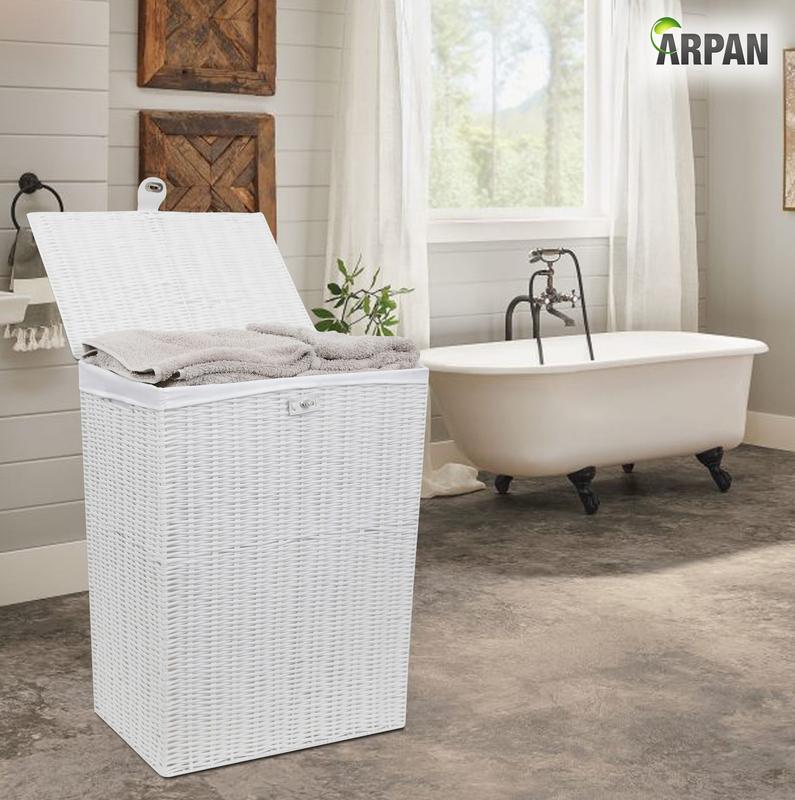 Arpan Resin Laundry Clothes Basket with Lid and Lining Storage Basket with Removable Lining Organiser 3