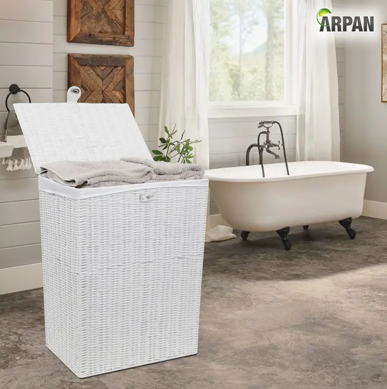 Arpan Resin Laundry Clothes Basket with Lid and Lining Storage Basket with Removable Lining Organiser 3