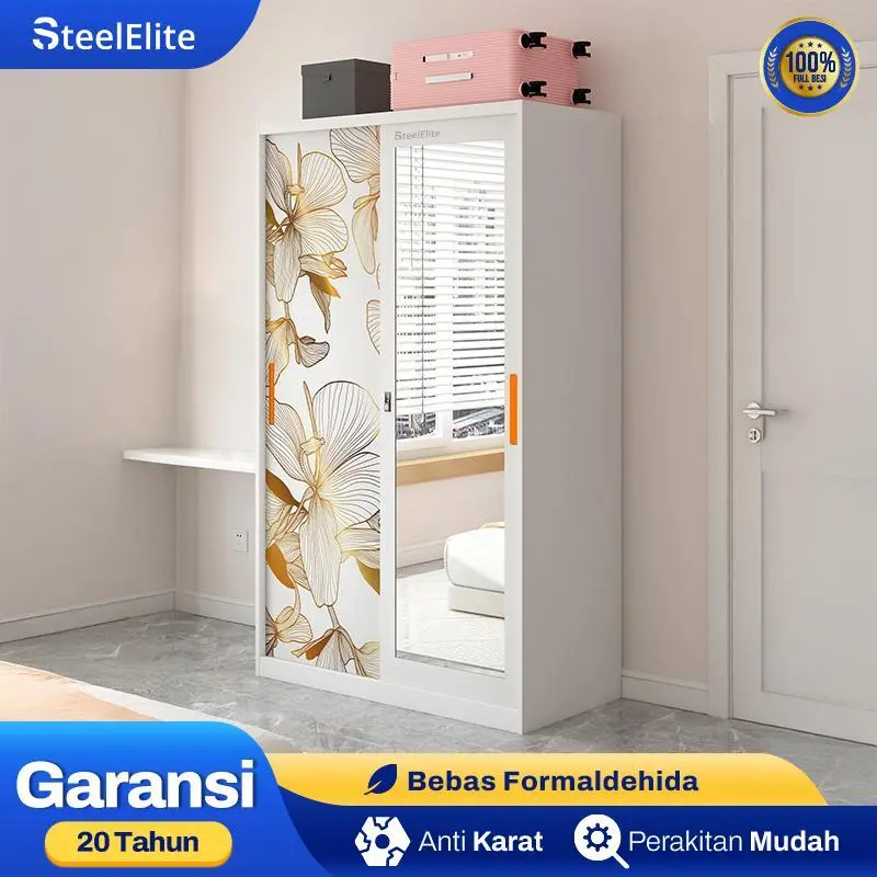 STEELELITE LEMARI PAKAIAN LEMARI BAJU BESI SLIDING 2 PINTU LEMARI BESI PAKAIAN LEMARI BAJU MINIMALIS