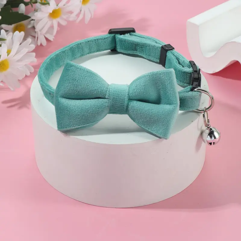Cute Bowknot Design Pet Collar, 6 Counts/set Adjustable Pet Collar with Bell, Pet Accessories for Small Dogs & Cats, Pet Decorative Neckband 6