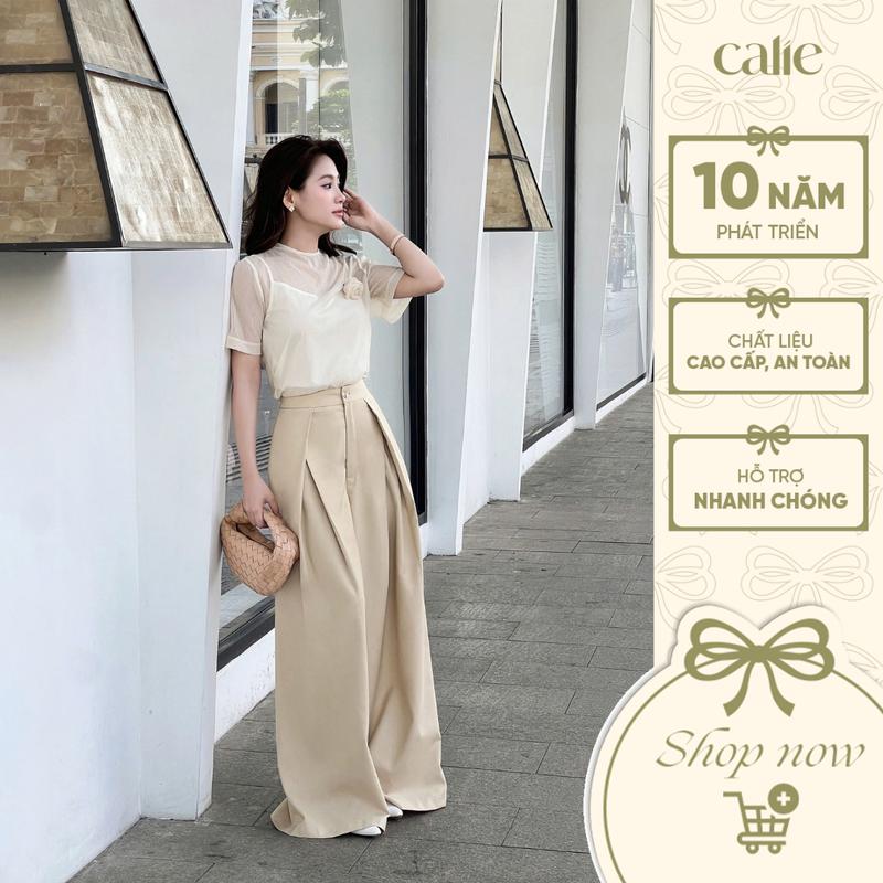 Quần suông ống rộng xếp ly lớn CALIE QX040 Nữ Voi 2