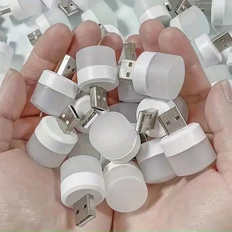10pcs Mini USB Night Light Warm White Eye Protection Reading Lamp USB Plug Computer Mobile Power Charging LED Night Light
