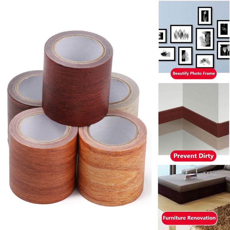 Product Introduction of 1Roll 5M Realistic Wood Grain Repair Adhensive Duct Tape Floor Furniture Renovation Skirting Line Sticker Home Decoration 13