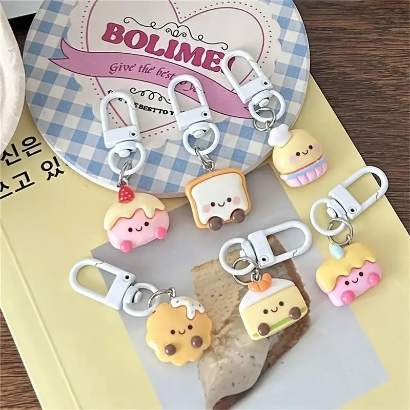Cute Cartoon Food Design Keychain, 6/12pcs Mini Dessert Design Keychain, Bag Charm, Party Gift for Friends, Party Favors 3