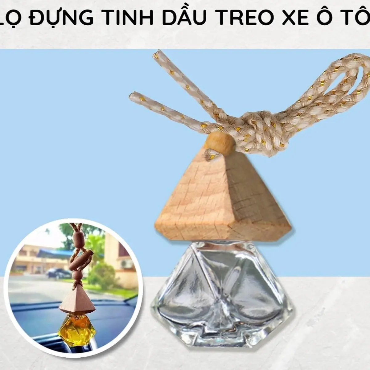(Lọ rỗng chưa có tinh dầu) Lọ Thuỷ Tinh Lục Lăng Đựng Tinh Dầu Treo Xe Hơi Treo Phòng Tiện Dụng - Nội Thất Dầu Thơm Phòng Dầu Thơm