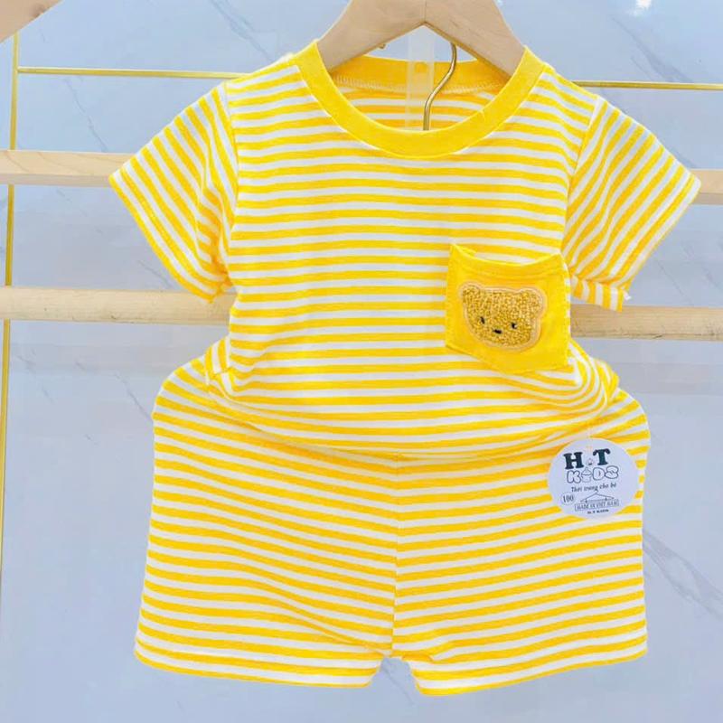 [18-28kg] Bộ cộc tay THUN LẠNH Vải Dệt Sọc Cho Bé 7