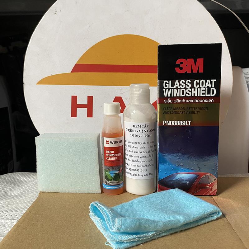 Combo 3 chai cho kính ô tô:  kem tẩy ố kính ô tô Mỹ, chống bám nước kính ô tô Thái Lan và nước rửa kính ô tô Wurth (chai tẩy ố kính, tẩy cặn canxi 100ml)
