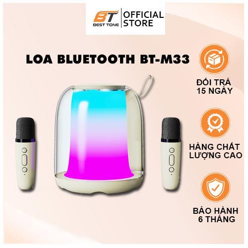   Kèm Mic  Loa Bluetooth BT-M33-White Âm thanh trong trẻo Đèn Led 360 độ cực đẹp Thích hợp karaoke Loa công suất lớn Có các nút chỉnh tiện lợi Nghe Nhạc loa  hát loa  49 Kem 