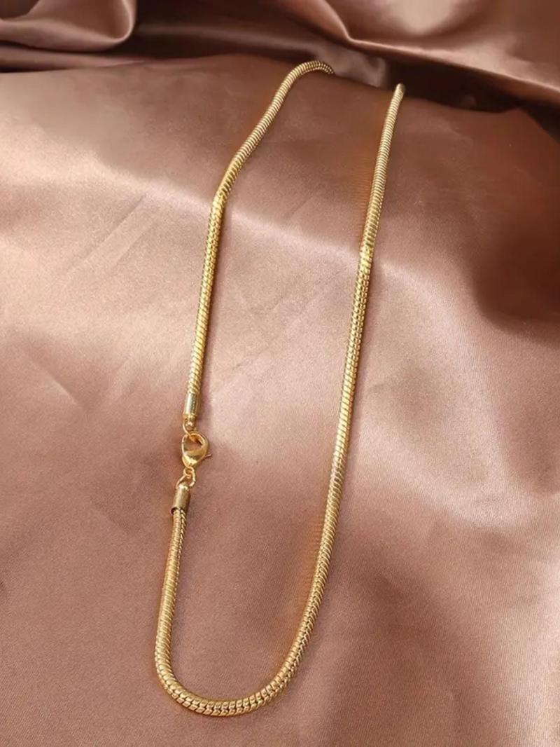 Product Introduction of Fashion Chain Necklace, Casual Simple Plain Snake Chain Necklace, Fashion Jewelry for Men & Women for Party, Daily Clothing Decor, Trendy All-match & Exquisite Jewelry for Birthday Gift without Box 15