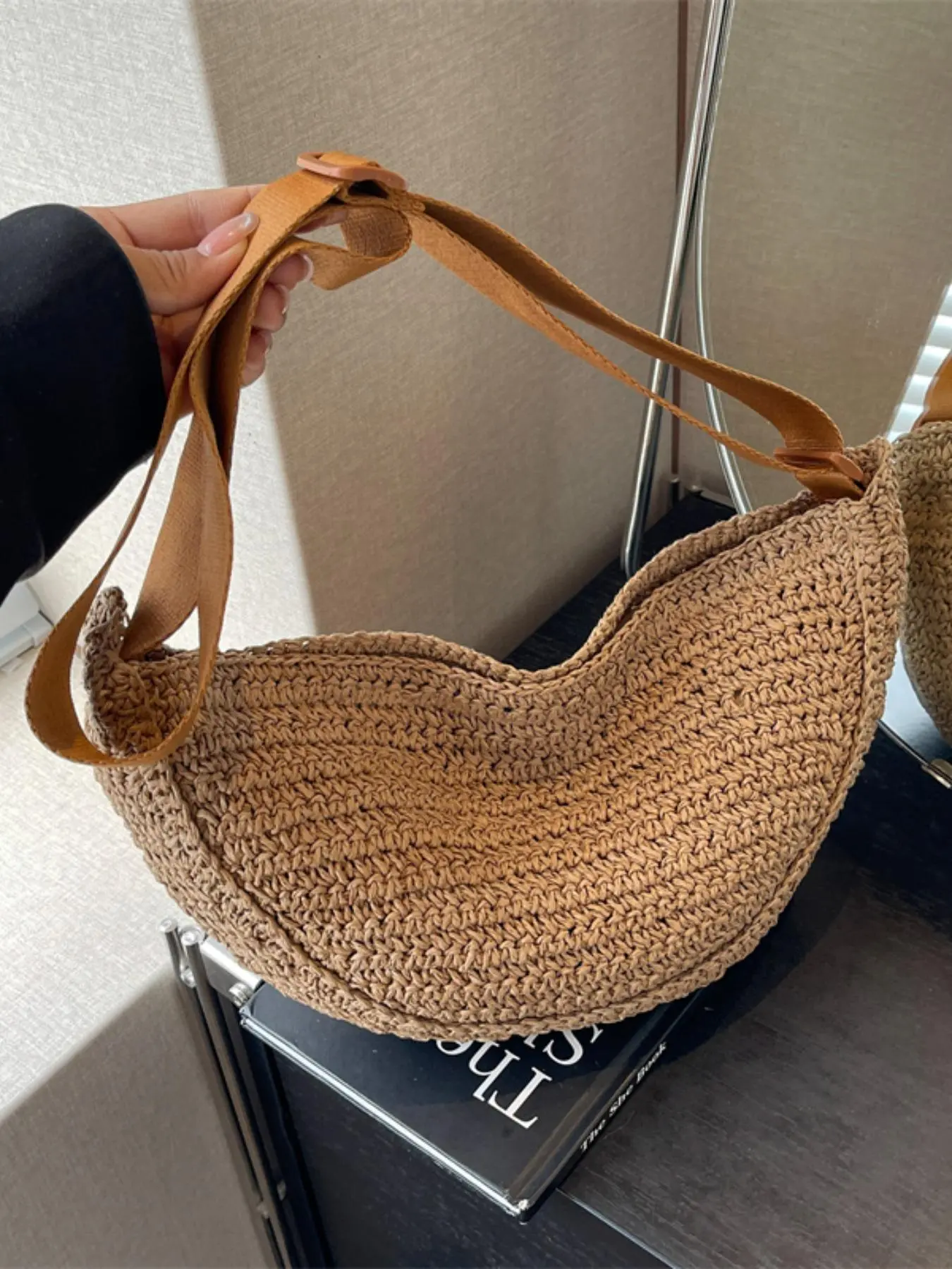 Women's Fashionable Woven Crossbody Bag, Simple Vintage Zipper Shoulder Bag, Perfect for Travel, Vacation, Holiday & Beach