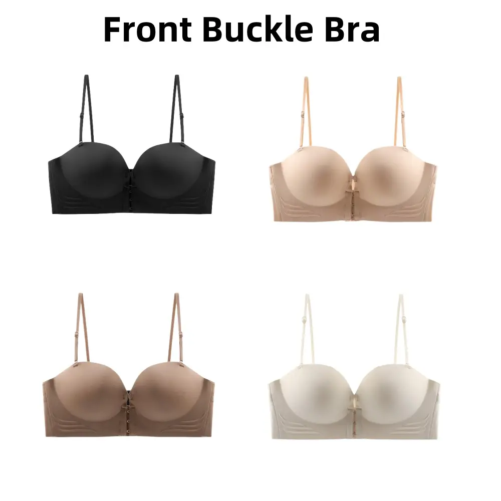 Áo Ngực Khóa Trước, Dày 4cm, Liền Mạch, Dành Cho Phụ Nữ, Thời Trang, Thích Hợp Cho Ngực Nhỏ, Áo Ngực Tập Hợp, Không Có Vòng Thép, Màu Trơn Đồ Lót Thoải Mái