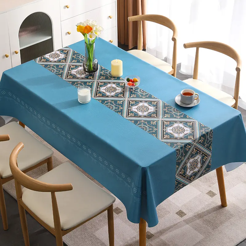 Khăn Trải Bàn PVC Họa Tiết Cành Đào Chống Thấm Nước Chống Thấm Dầu Trải Bàn Ăn Khăn Trải Bàn Cà Phê Gia Đình 1