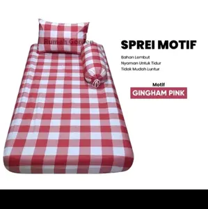 SEPREI AESTHETIC SPREI KOTAK EMILY KHAKI 120 160&180 FREE SARBAN SARGUL KING QUEEN SINGLE Katun King Size Bisa Dicuci Bantal Karet Guling Tali Sarung