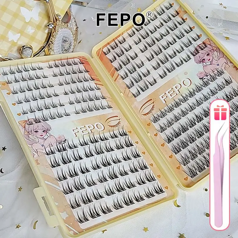 288 cụm lông mi giả tự dính không cần keo Lông mi tự dính dành cho người mới bắt đầu 10-13mm Món quà miễn phí Nhíp