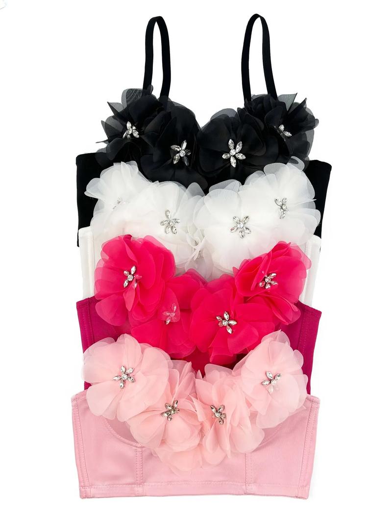Product Introduction of Triangle Cup Underwire Backless Bra with Rose Red Flower Petals and Diamonds  Bras Outside Fishbone Inner Bralette 3