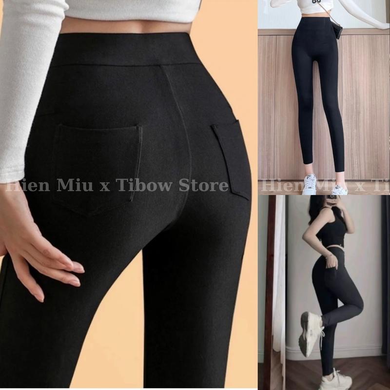  COMBO 2C Quần Legging Nữ Có Túi Cạp Cao Chất Vải Dày Dặn Co Giãn 4 Chiều Không Xù Quần Dài Đi Học Công Sở Q2266 Women 