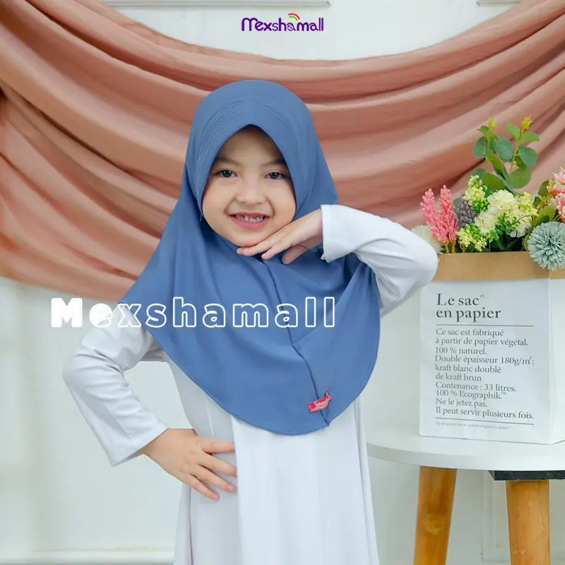 Bergo Instan Jersey Anak  Hijab Anak Jersey Jilbab Anak Pinguin Sakinah Shamira Cantik Muslim Kerudung Polos 4-9 Tahun 2