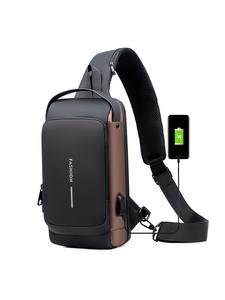 Summer 2025 Men's Trendy Retro Oxford Color Matching Sports Belt Bag with Combination Lock & Usb Charging Port, Anti-theft Sling Bag  As Back To School Gift